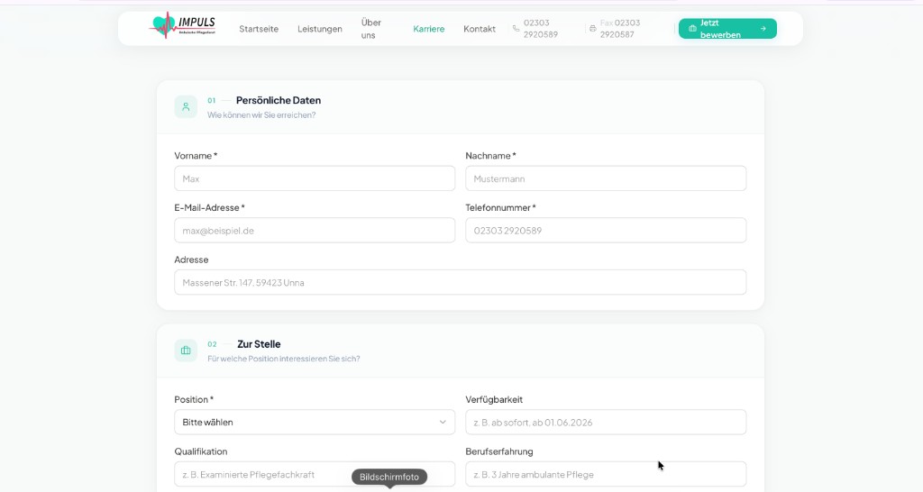 Screenshot: Impuls Pflege
